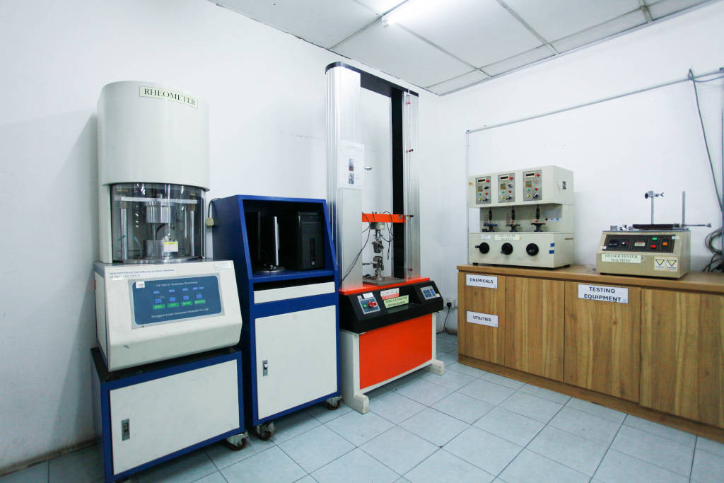 Advanced testing hardware used to check strict rubber component tolerances.